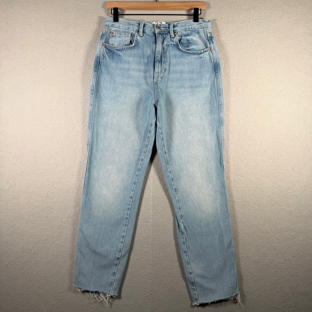 We The Free Free People Light Wash Raw Hem High Rise Straight Jeans Size 27